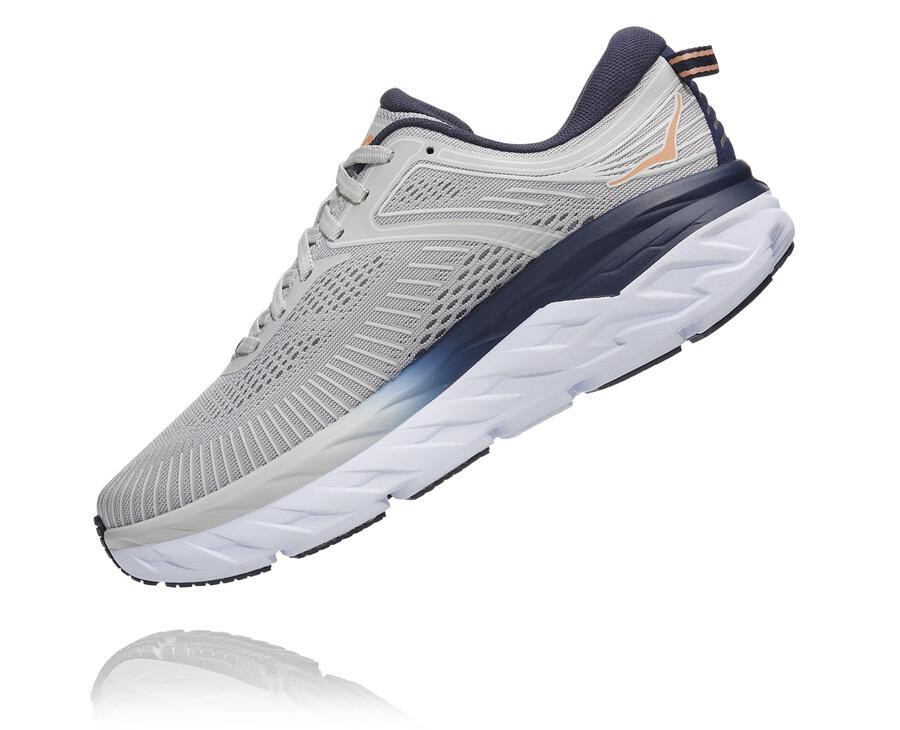 Running Shoes Womens - Hoka One One Bondi 7 - Grey/Black - RFZWCMO-15